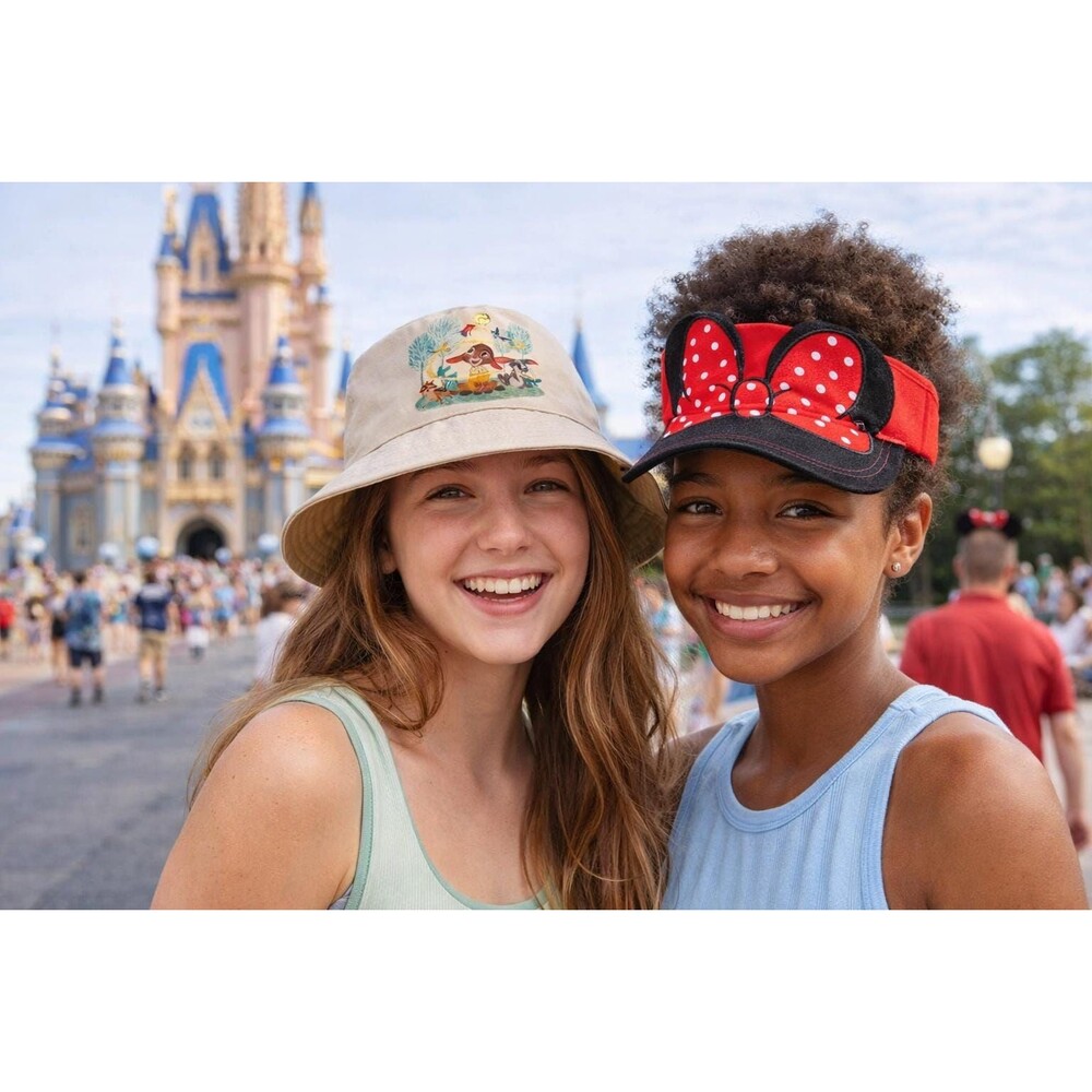Disney Hat Bundle Bambi Bucket Hat NWT + Minnie Mouse Visor One Size